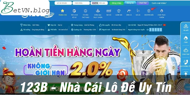  Nhà cái lô đề online 123B cá cược đỉnh cao